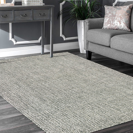 Criss Cross-81297 Contemporary Hand-Tufted Gray/White Cotton Indoor Area Rug - LR Home