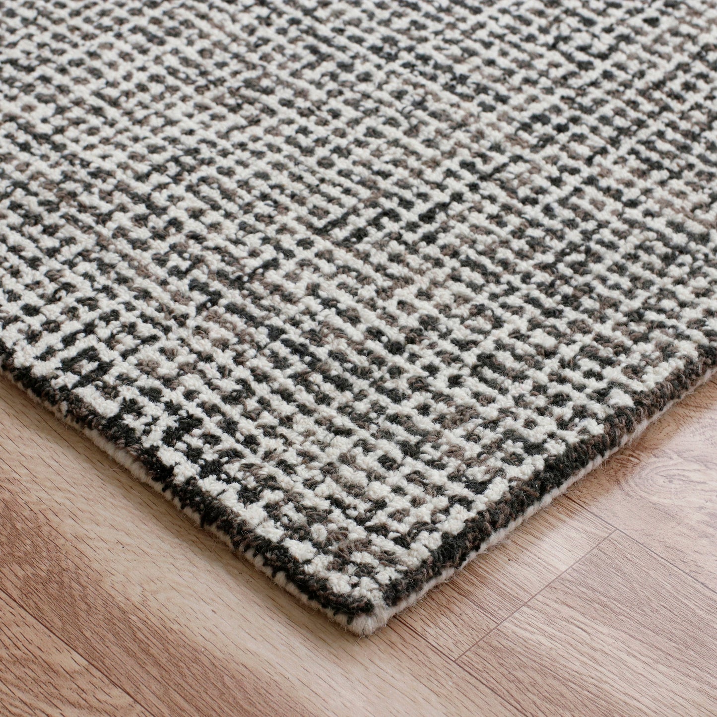 Criss Cross-81297 Contemporary Hand-Tufted Gray/White Cotton Indoor Area Rug - LR Home