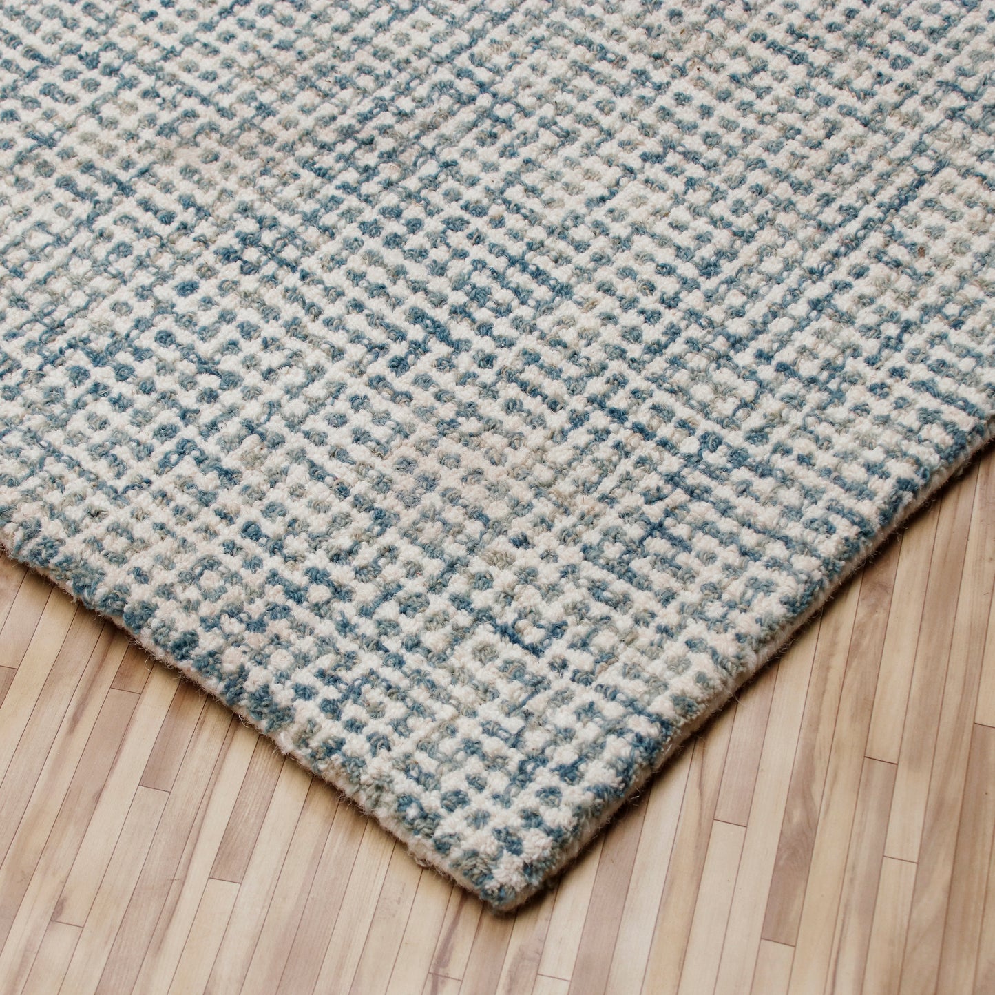 Criss Cross-82202 Contemporary Hand-Tufted Teal/Cream Cotton Indoor Area Rug - LR Home