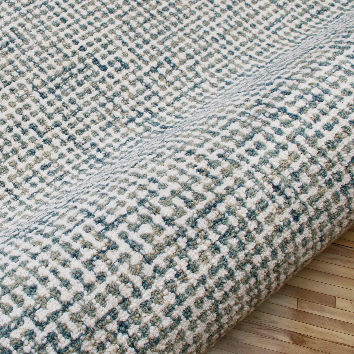 Criss Cross-82202 Contemporary Hand-Tufted Teal/Cream Cotton Indoor Area Rug - LR Home