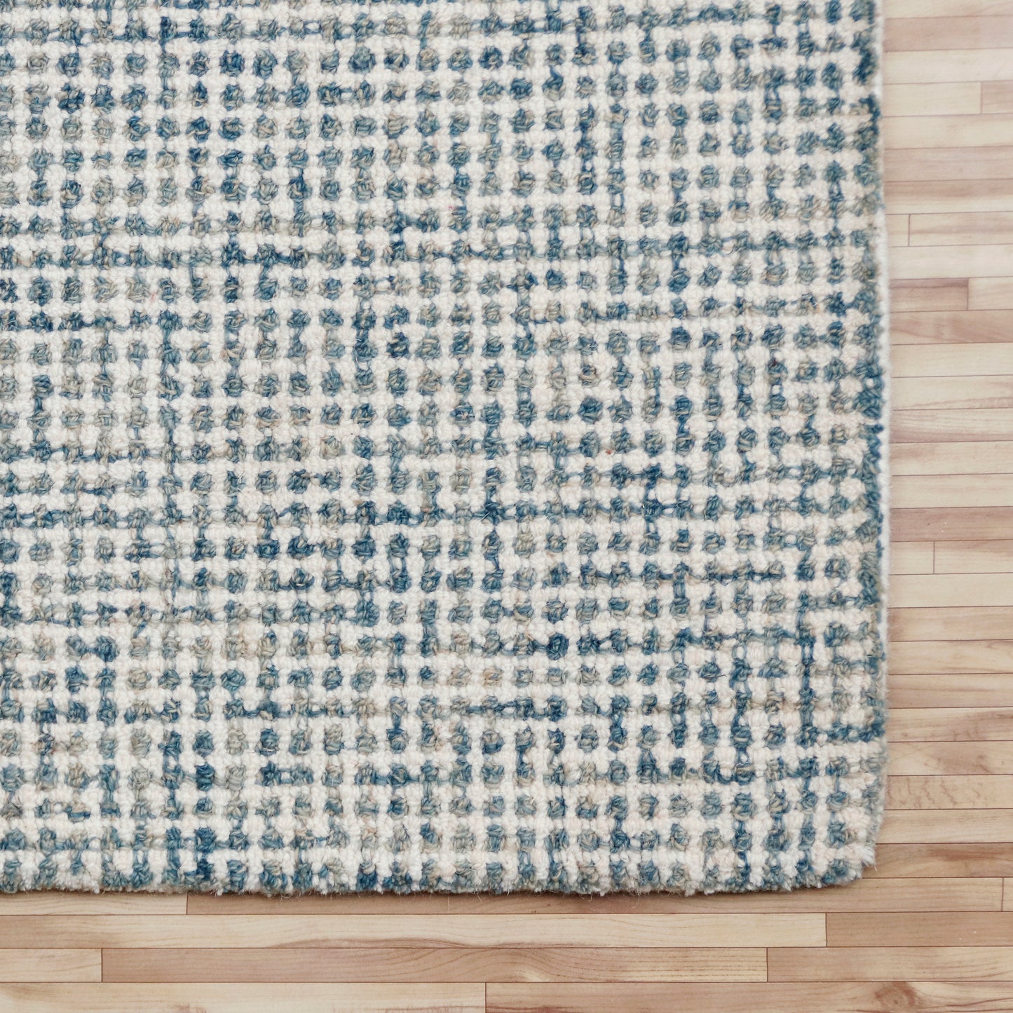 Criss Cross-82202 Contemporary Hand-Tufted Teal/Cream Cotton Indoor Area Rug - LR Home