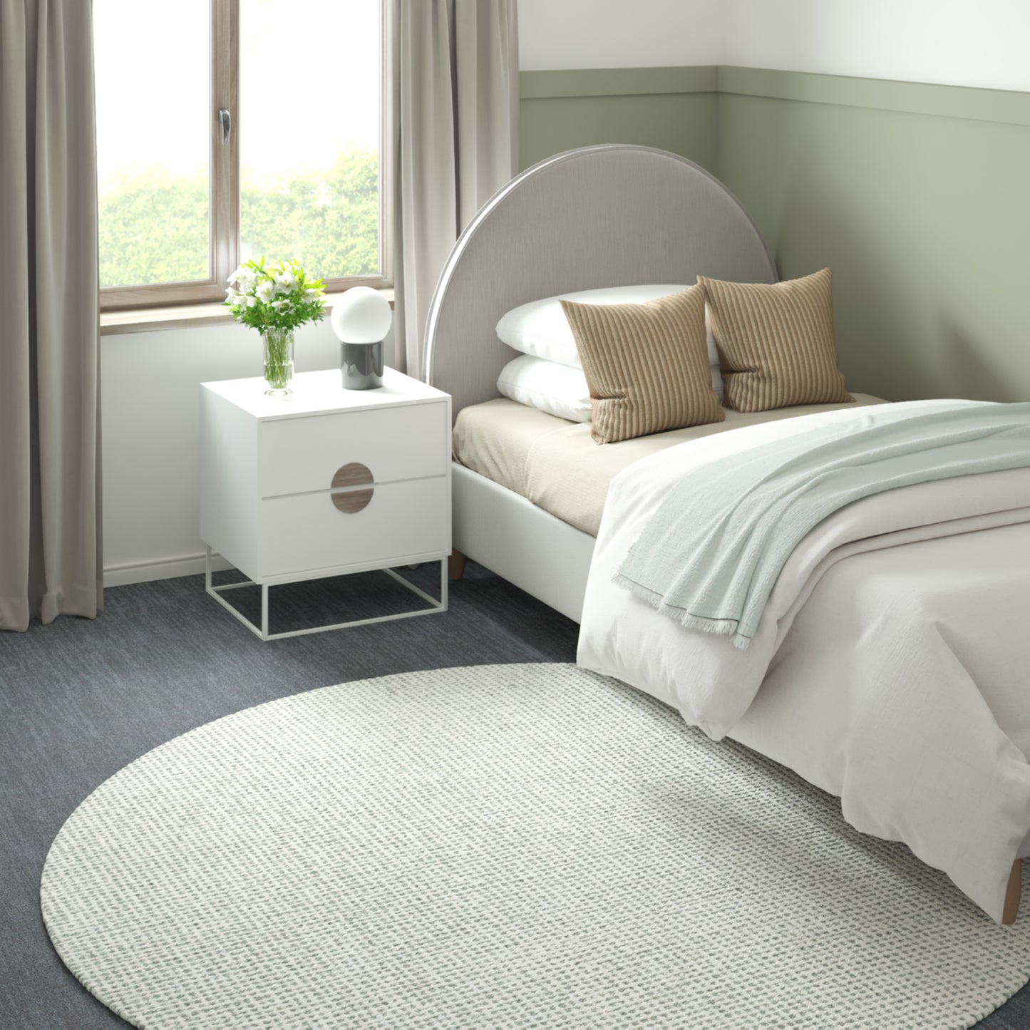 Criss Cross-82376 Contemporary Hand-Tufted Green/ Ivory Cotton Indoor Area Rug - LR Home