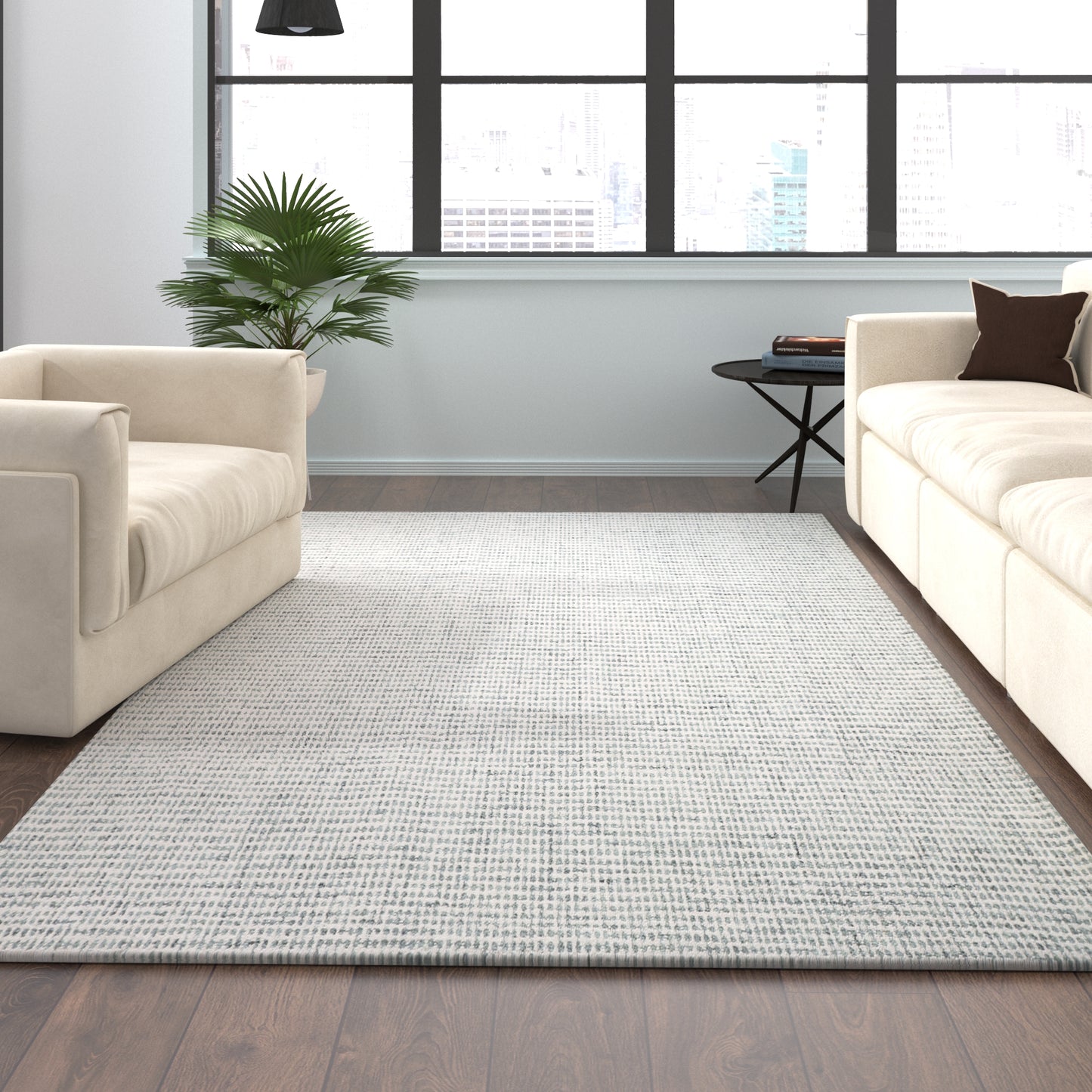 Criss Cross-82376 Contemporary Hand-Tufted Green/ Ivory Cotton Indoor Area Rug - LR Home