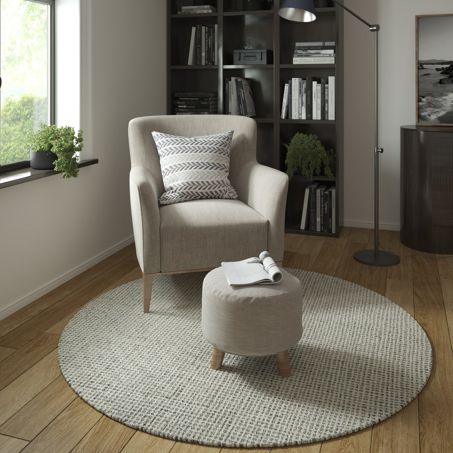 Criss Cross-82378 Contemporary Hand-Tufted Gray/Ivory Cotton Indoor Area Rug - LR Home