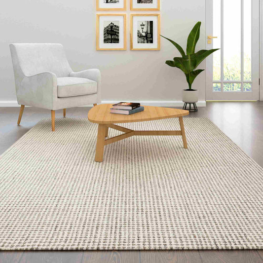 Criss Cross-82378 Contemporary Hand-Tufted Gray/Ivory Cotton Indoor Area Rug - LR Home