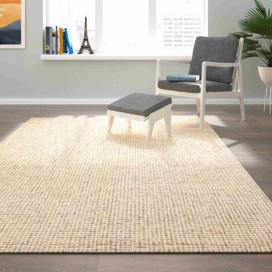 Criss Cross-82380 Contemporary Hand-Tufted Beige/Ivory Cotton Indoor Area Rug - LR Home