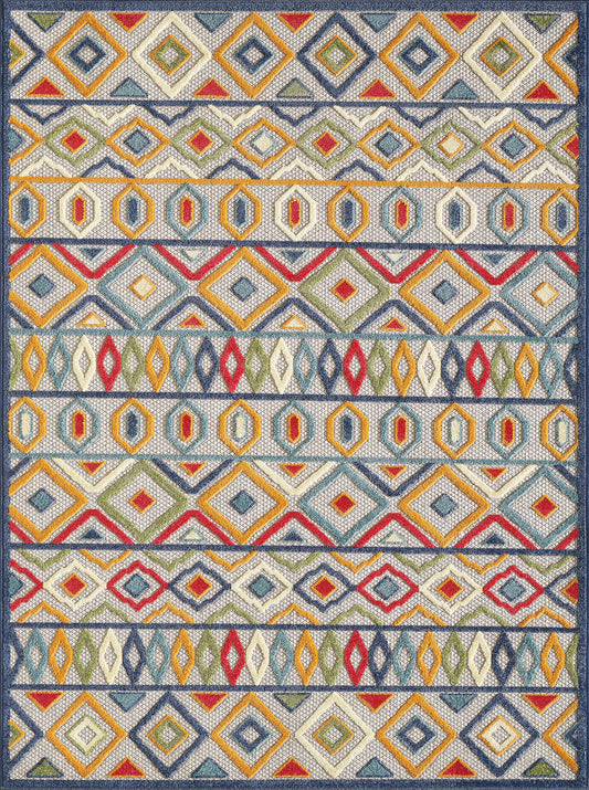 Calla 6928 Ivory/Multi Aztec Machine Woven Performance Area Rug - KAS