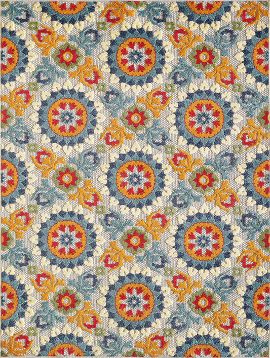 Calla 6931 Ivory/Multi Manor Machine Woven Performance Area Rug - KAS