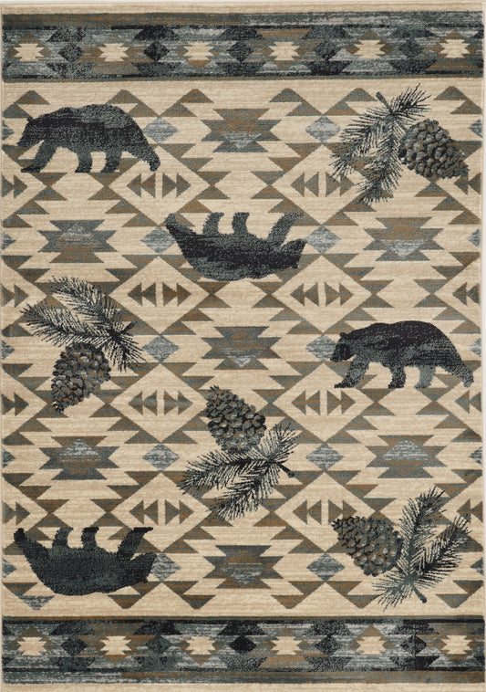 Chester 5634 Ivory/Blue Montana Machine Woven Performance Area Rug - KAS