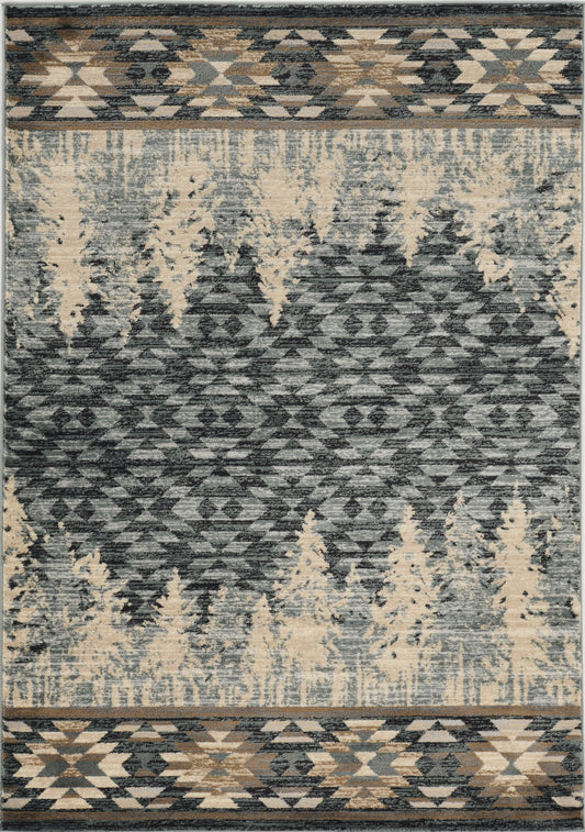 Chester 5636 Slate Blue Pines Machine Woven Performance Area Rug - KAS