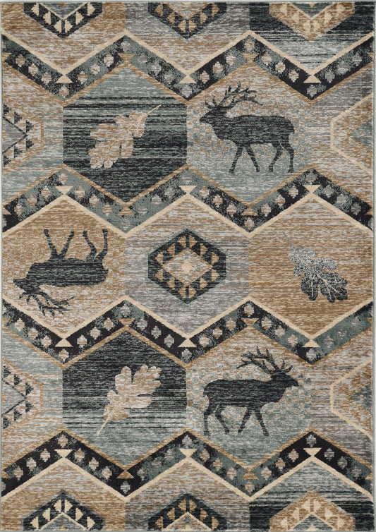Chester 5637 Seafoam Woodlands Machine Woven Performance Area Rug - KAS