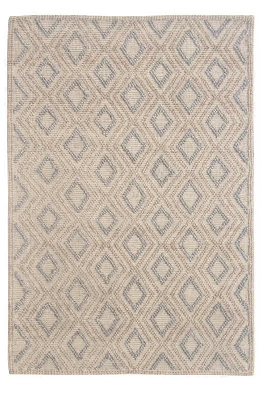 Chloe 7722 Natural Grey Diamond Handwoven Performance Area Rug - KAS