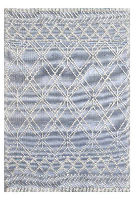 Chloe 7724 Blue Ivory Geo Handwoven Performance Area Rug - KAS