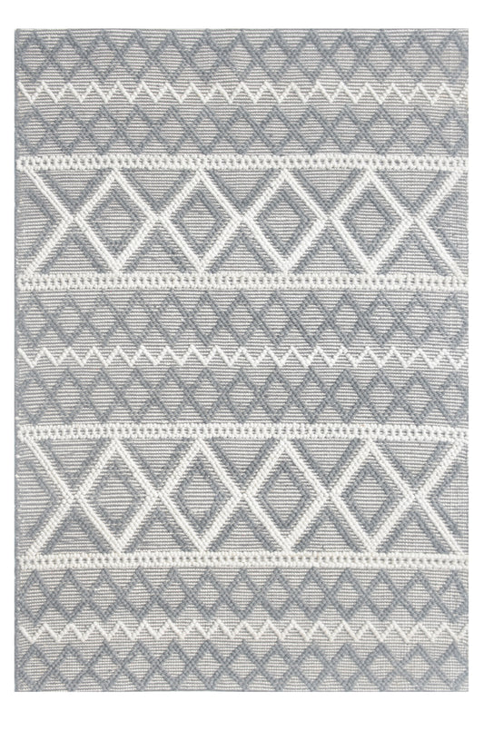 Chloe 7725 Grey Ivory Boho Handwoven Performance Area Rug - KAS
