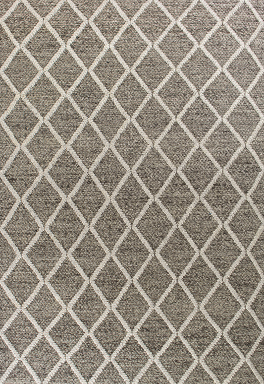 Cortico 6162 Dark Grey Diamonds Handwoven Area Rug - KAS
