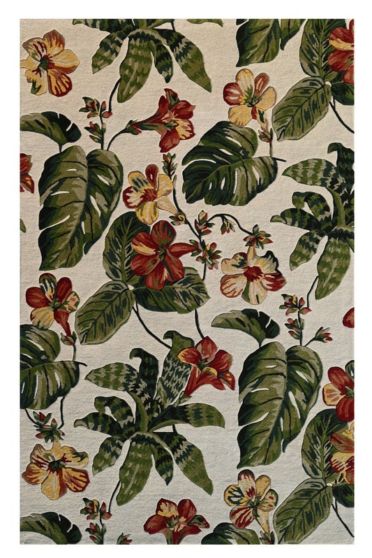Cove 3001 Ivory Tropical Island Hand Tufted Area Rug - KAS