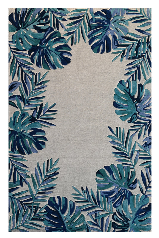 Cove 3004 Ivory/Blue Tropics Hand Tufted Area Rug - KAS