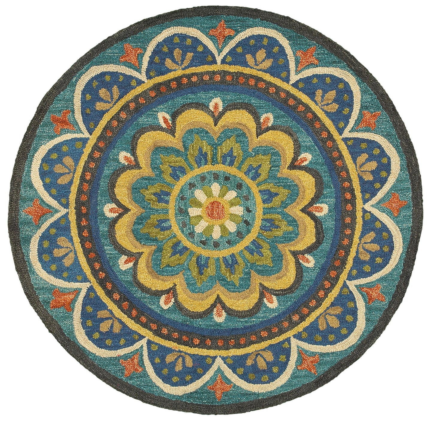 DAZZL-54026 Bohemian/Eclectic Hand-Tufted Blue Wool Indoor Area Rugs - LR Home