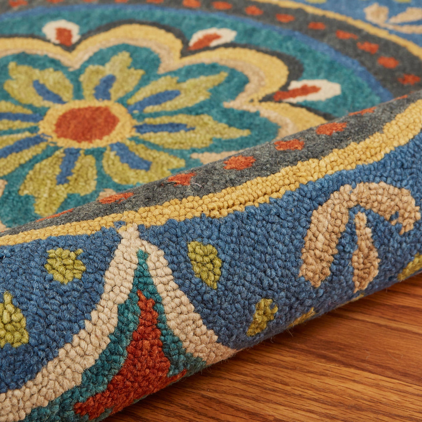 DAZZL-54026 Bohemian/Eclectic Hand-Tufted Blue Wool Indoor Area Rugs - LR Home