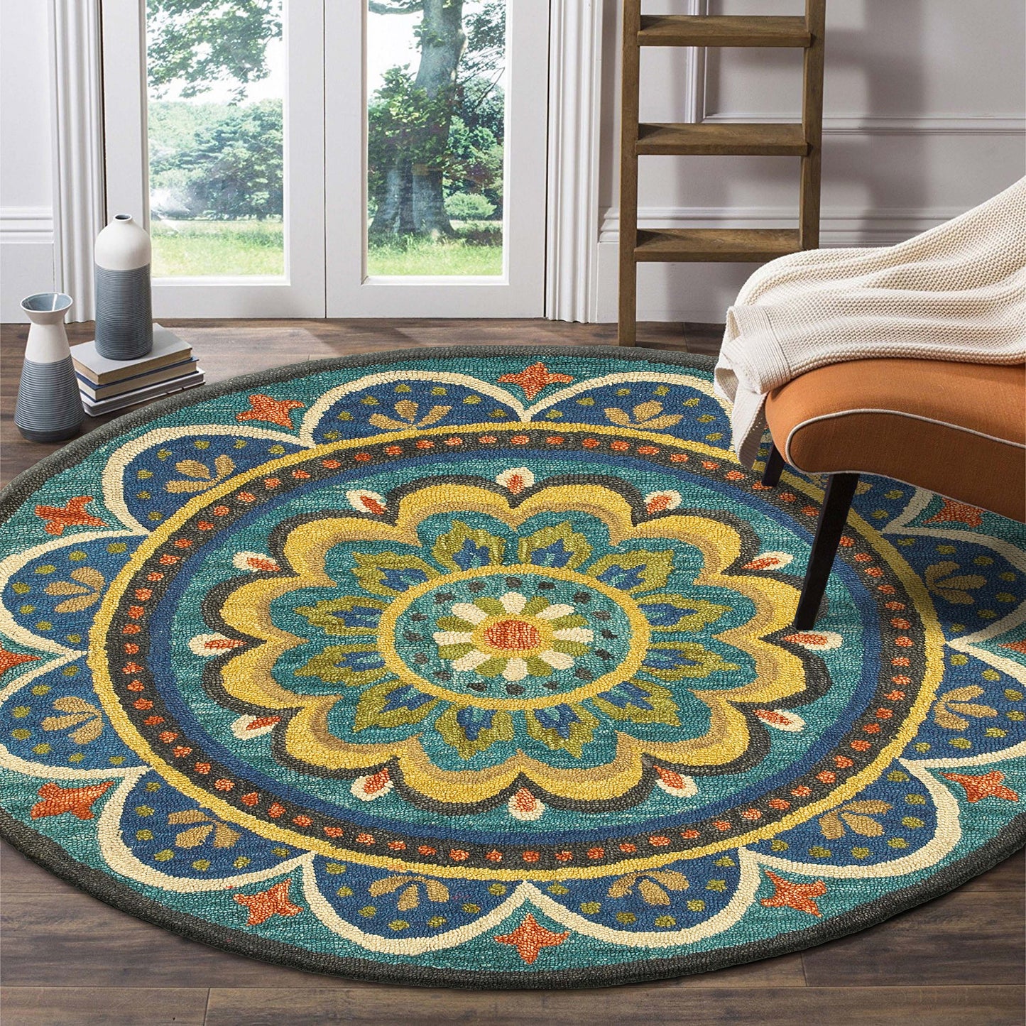 DAZZL-54026 Bohemian/Eclectic Hand-Tufted Blue Wool Indoor Area Rugs - LR Home