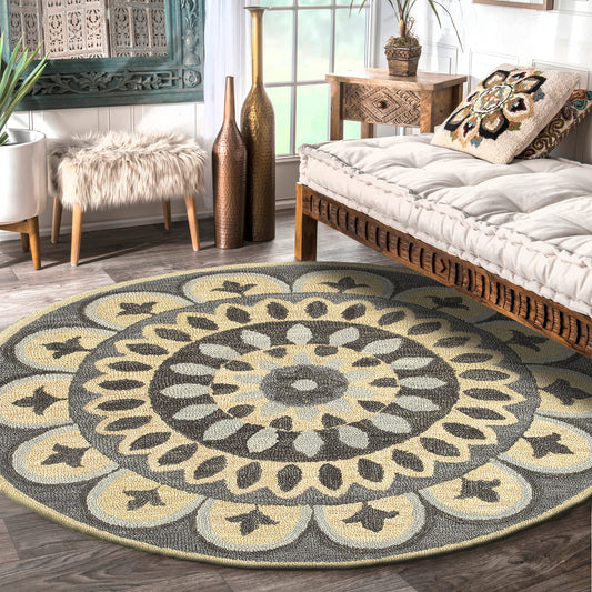 Dazzle-54054 Contemporary Hand-Tufted Gray/Beige Cotton Indoor Area Rug - LR Home