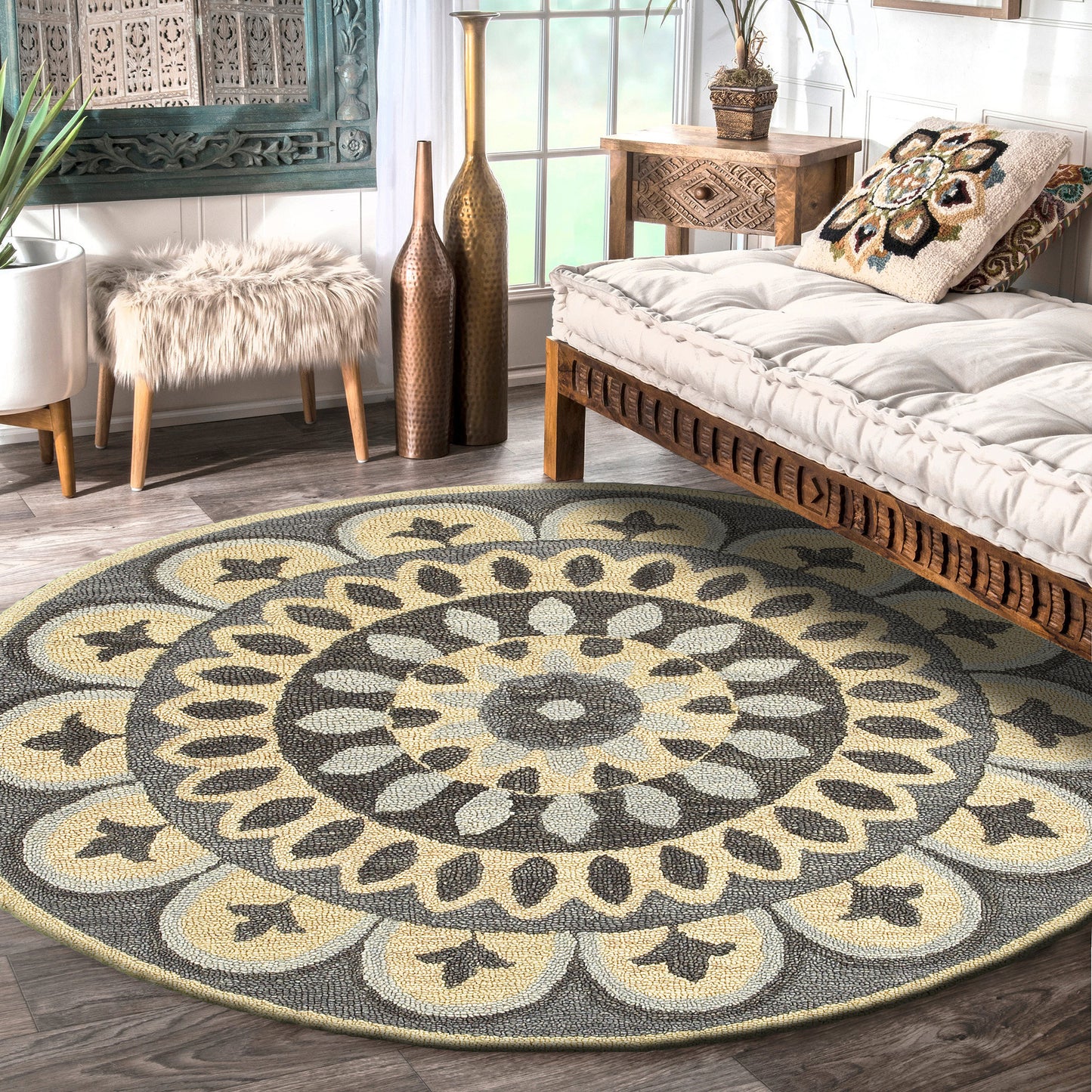 DAZZL-54054 Classic/Traditional Hand-Tufted Gray Wool Indoor Area Rugs - LR Home