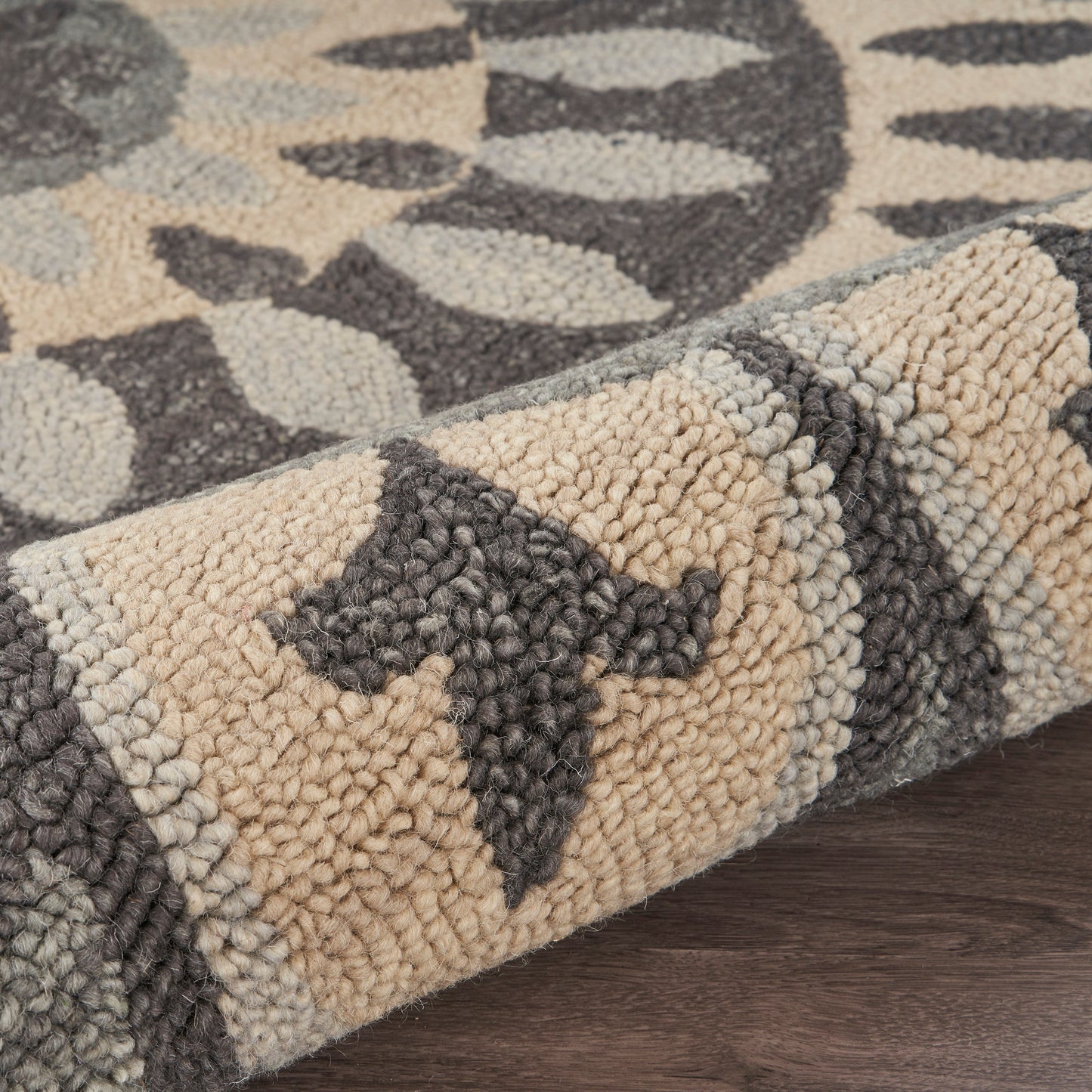 Dazzle-54054 Contemporary Hand-Tufted Gray/Beige Cotton Indoor Area Rug - LR Home