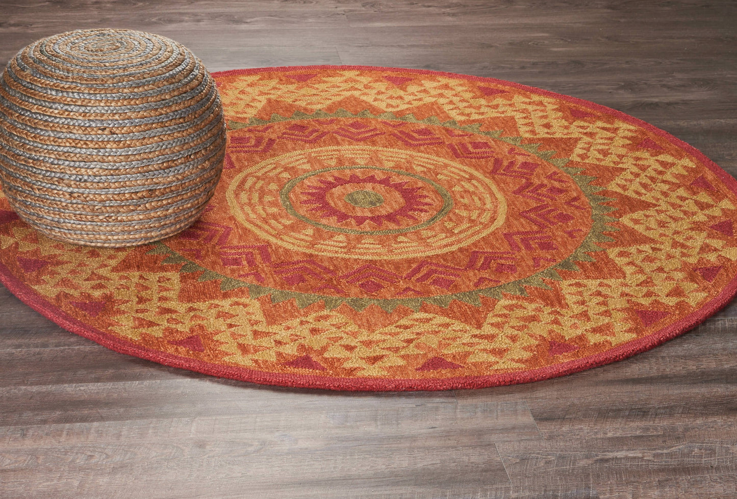 DAZZL-54059 Transitional/Casual Hand-Tufted Rust Wool Indoor Area Rugs - LR Home