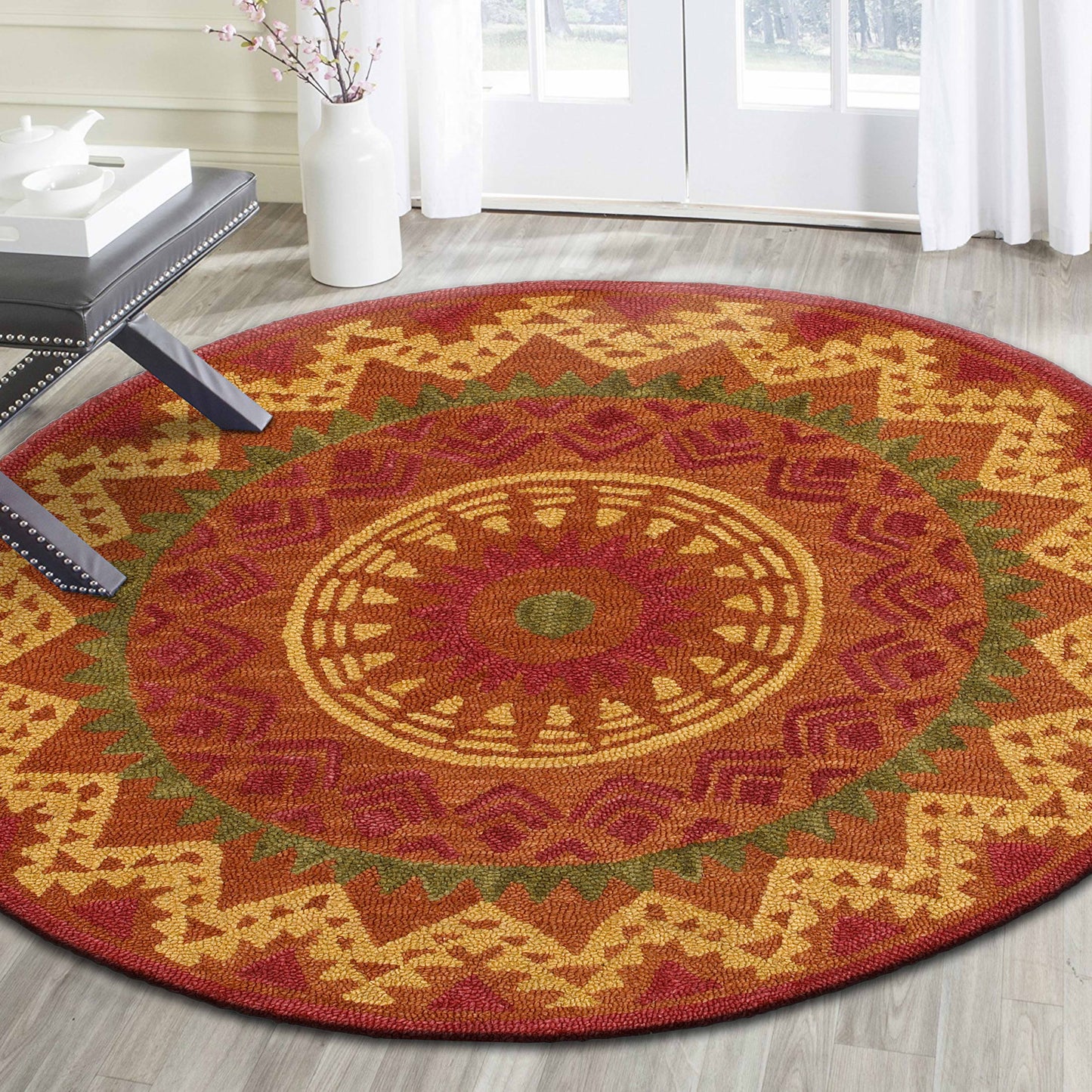 DAZZL-54059 Transitional/Casual Hand-Tufted Rust Wool Indoor Area Rugs - LR Home