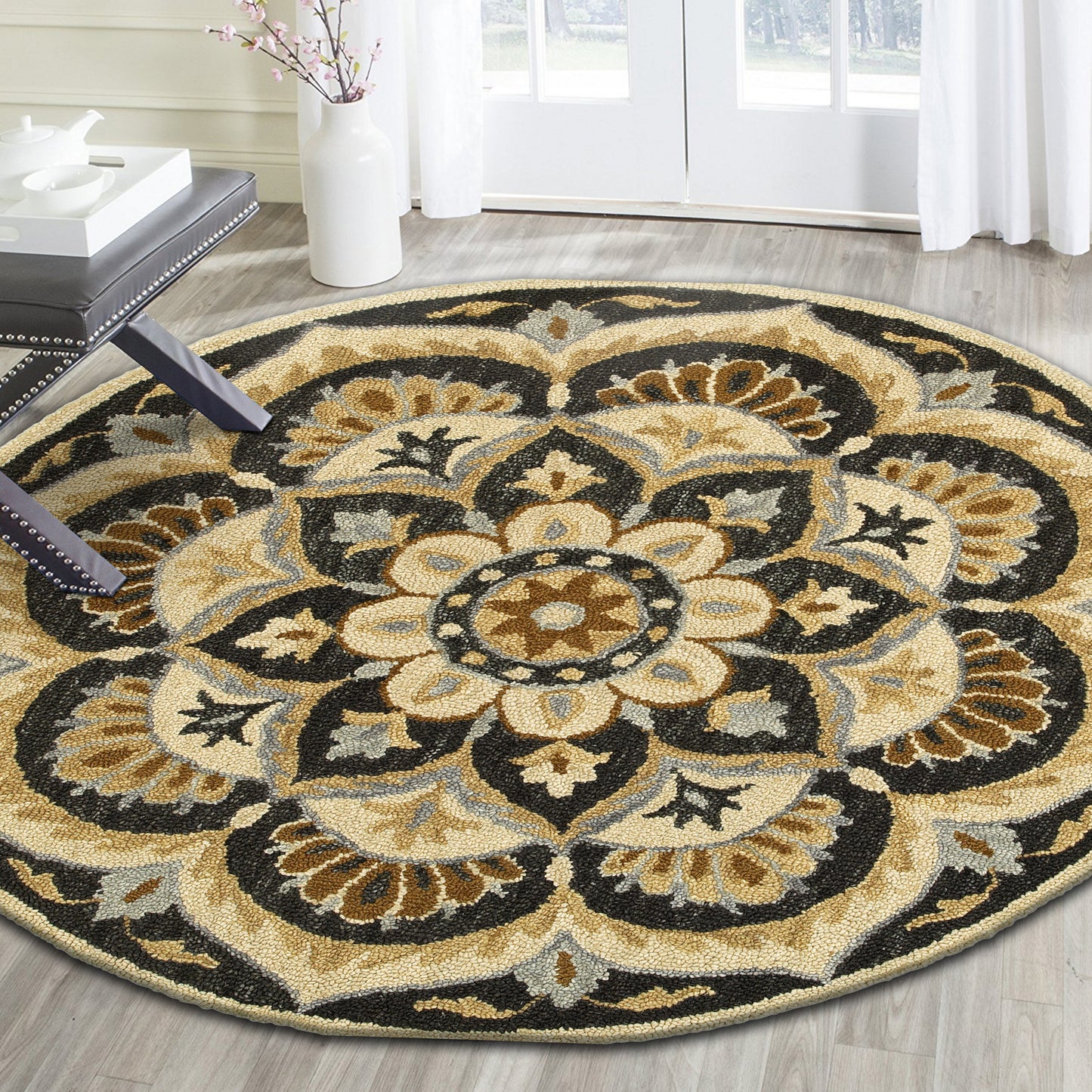DAZZL-54062 Classic/Traditional Hand-Tufted Black Wool Indoor Area Rugs - LR Home