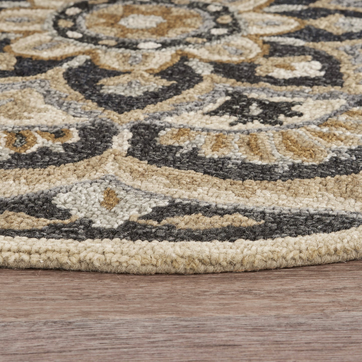 Dazzle-54062 Contemporary Hand-Tufted Black/Beige Cotton Indoor Area Rug - LR Home