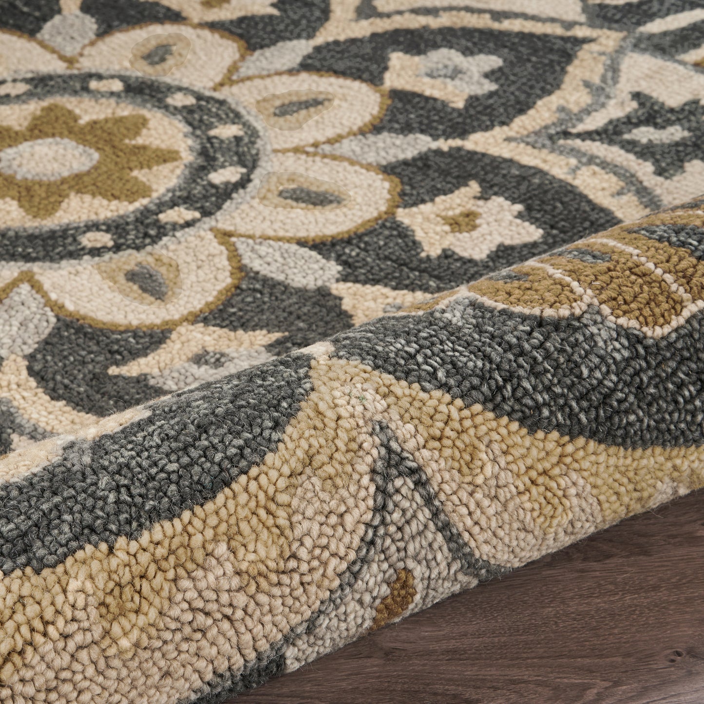 Dazzle-54062 Contemporary Hand-Tufted Black/Beige Cotton Indoor Area Rug - LR Home