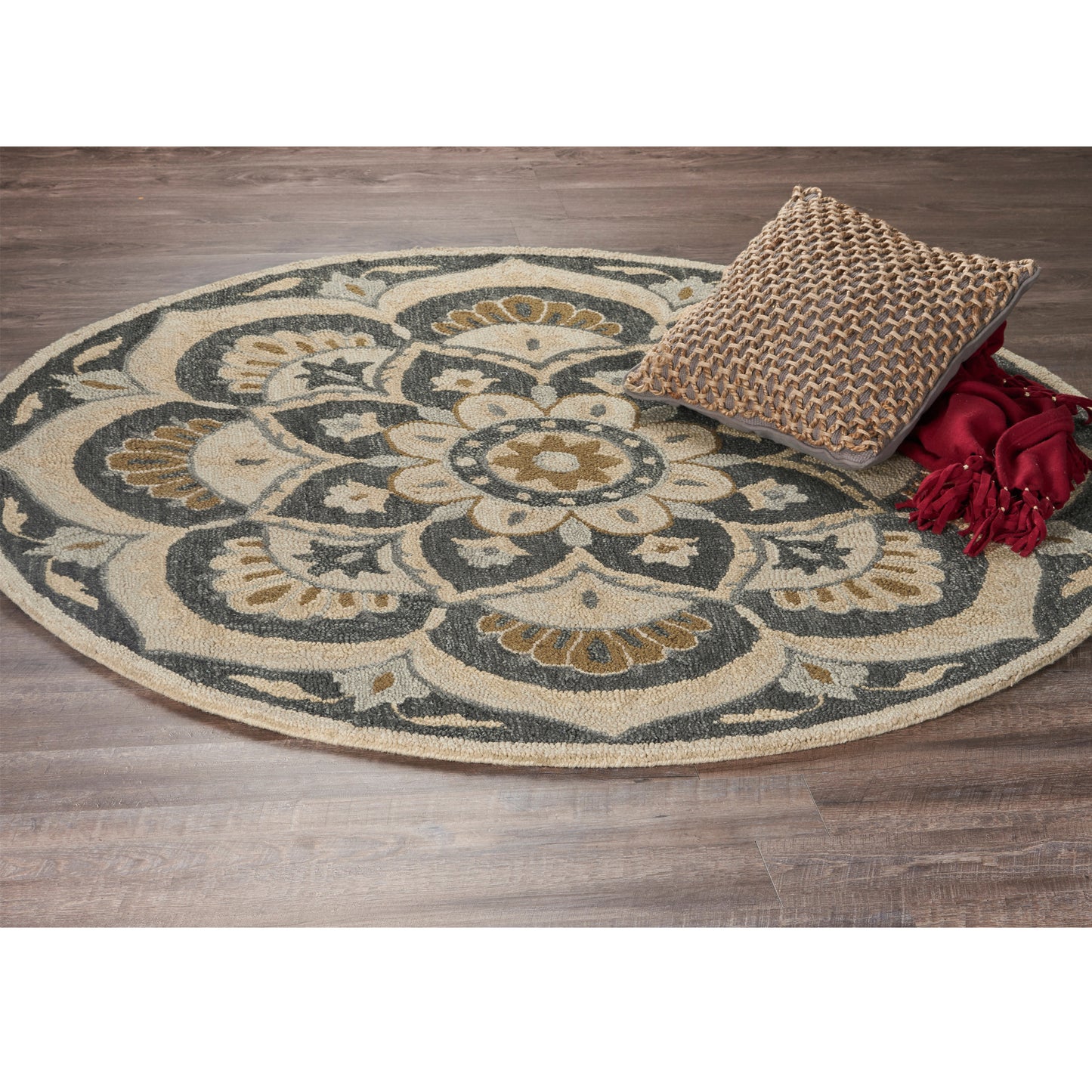 Dazzle-54062 Contemporary Hand-Tufted Black/Beige Cotton Indoor Area Rug - LR Home