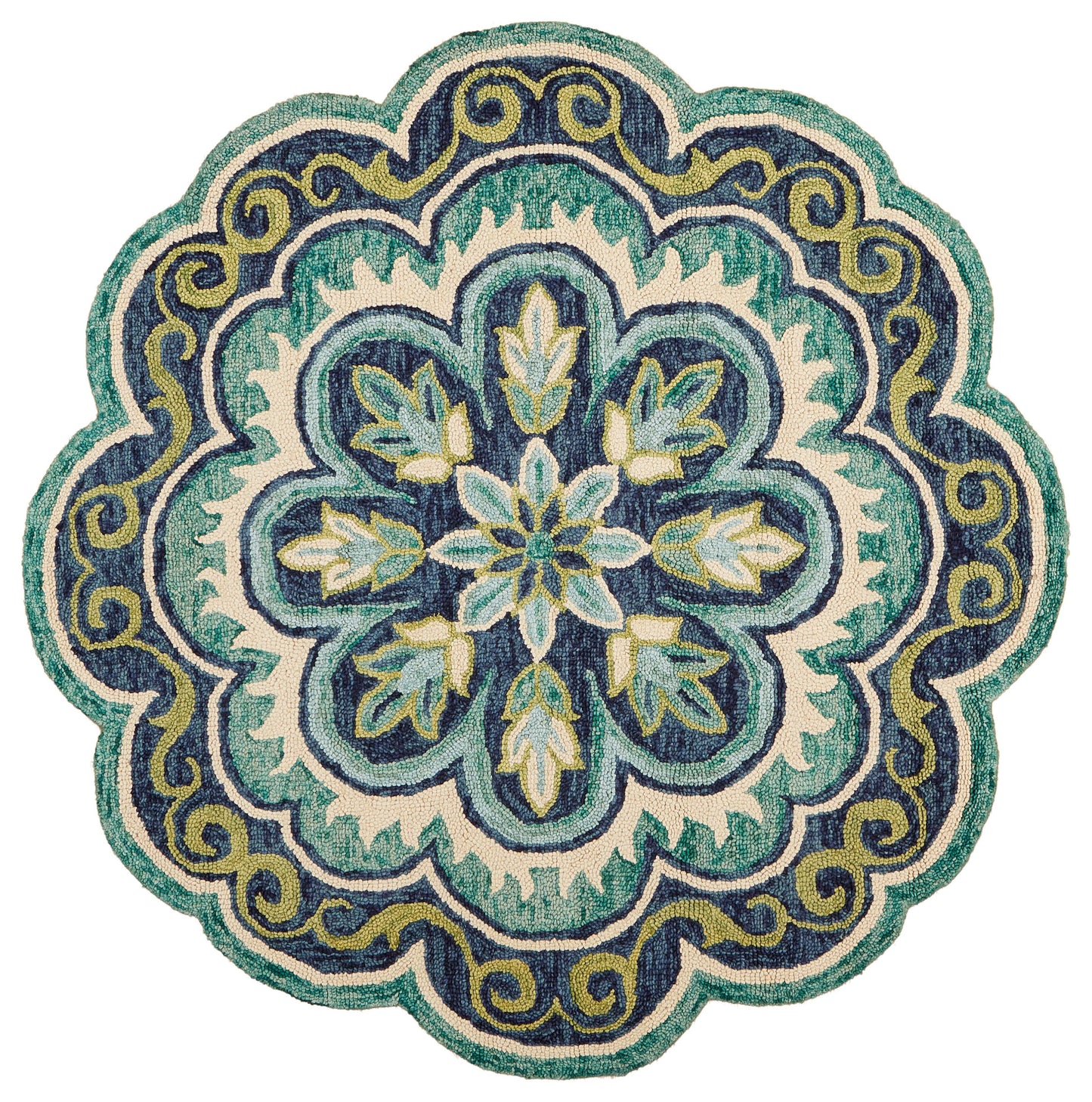 DAZZL-54076 Bohemian/Eclectic Hand-Tufted Green Wool Indoor Area Rugs - LR Home