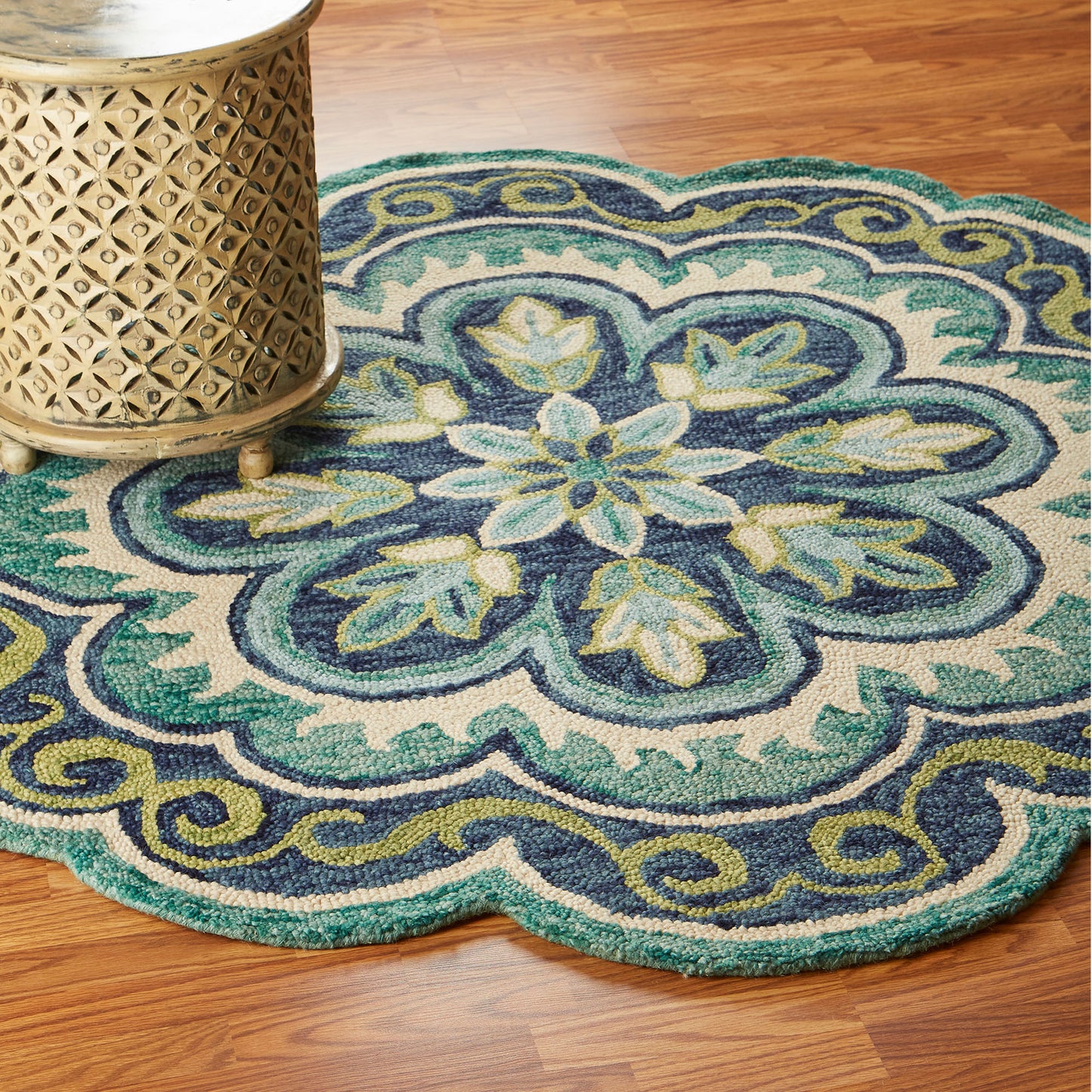 DAZZL-54076 Bohemian/Eclectic Hand-Tufted Green Wool Indoor Area Rugs - LR Home