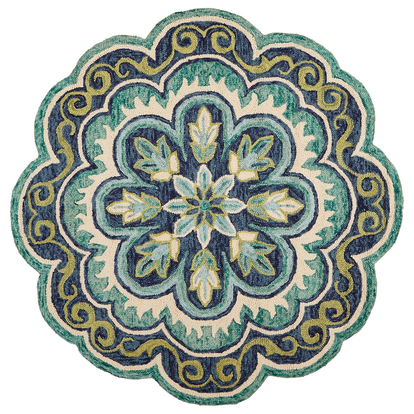DAZZL-54076 Bohemian/Eclectic Hand-Tufted Green Wool Indoor Area Rugs - LR Home