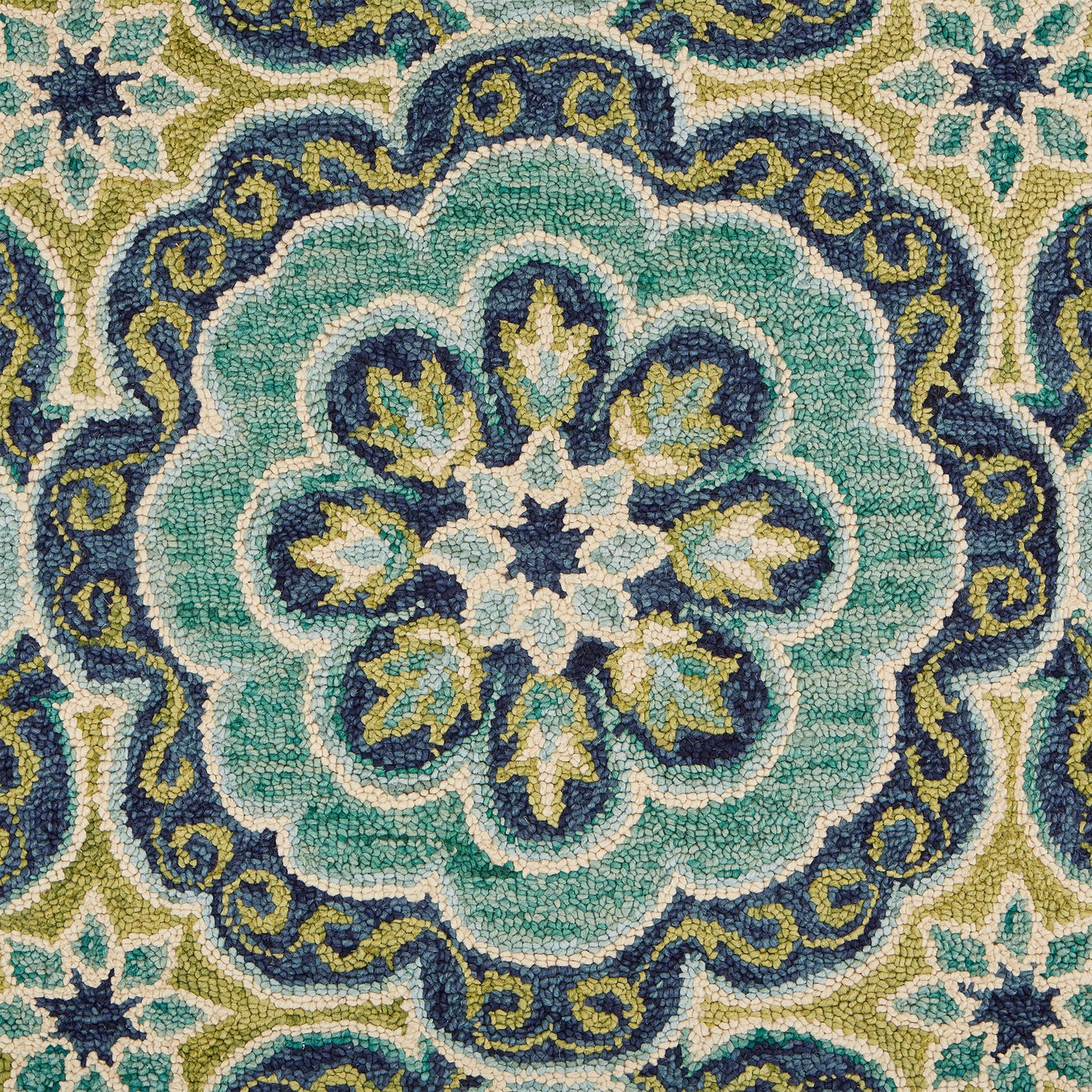DAZZL-54076 Bohemian/Eclectic Hand-Tufted Green Wool Indoor Area Rugs - LR Home