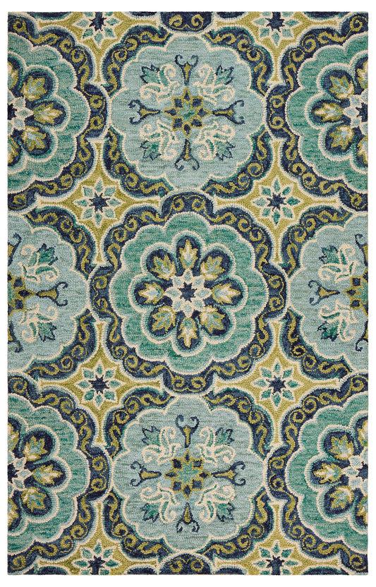 DAZZL-54076 Classic/Traditional Hand-Tufted Green Wool Indoor Area Rugs - LR Home