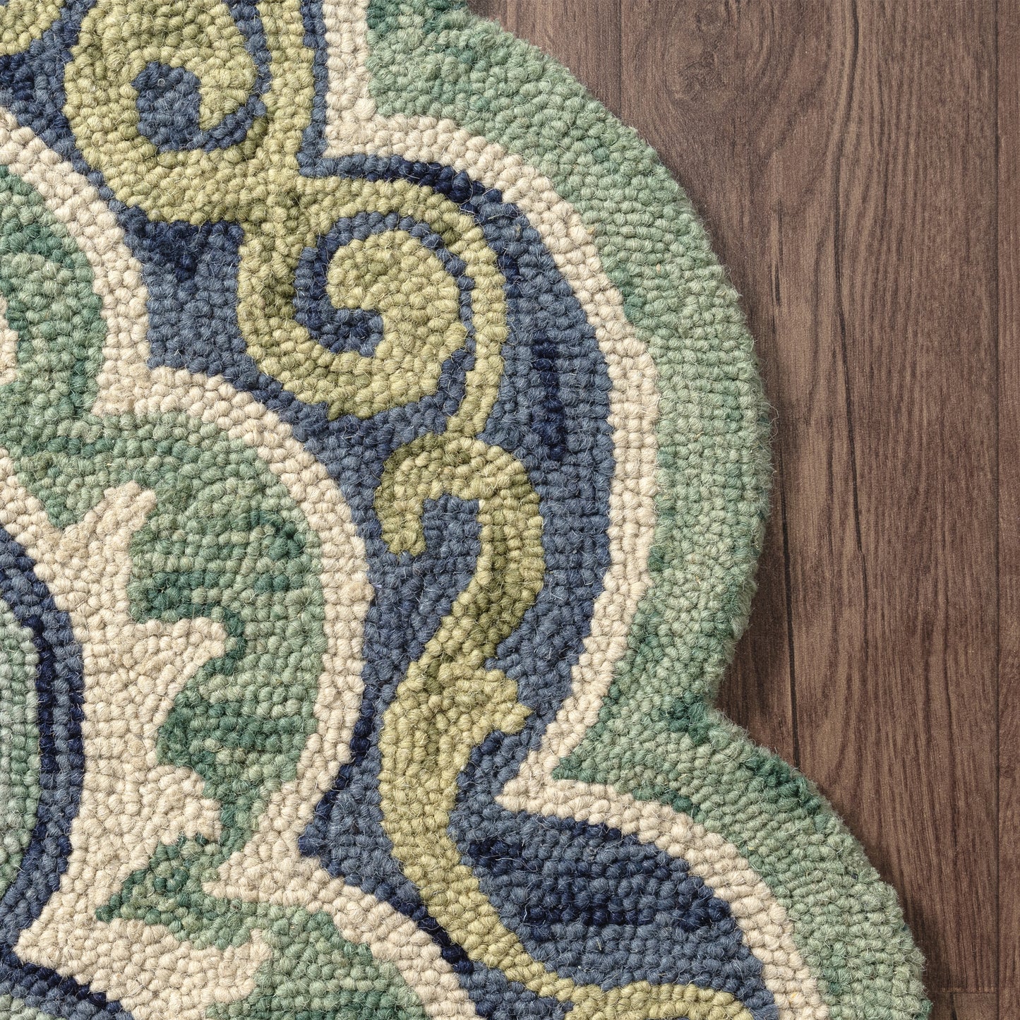 Dazzle-54076 Contemporary Hand-Tufted Green/Ivory Cotton Indoor Area Rug - LR Home