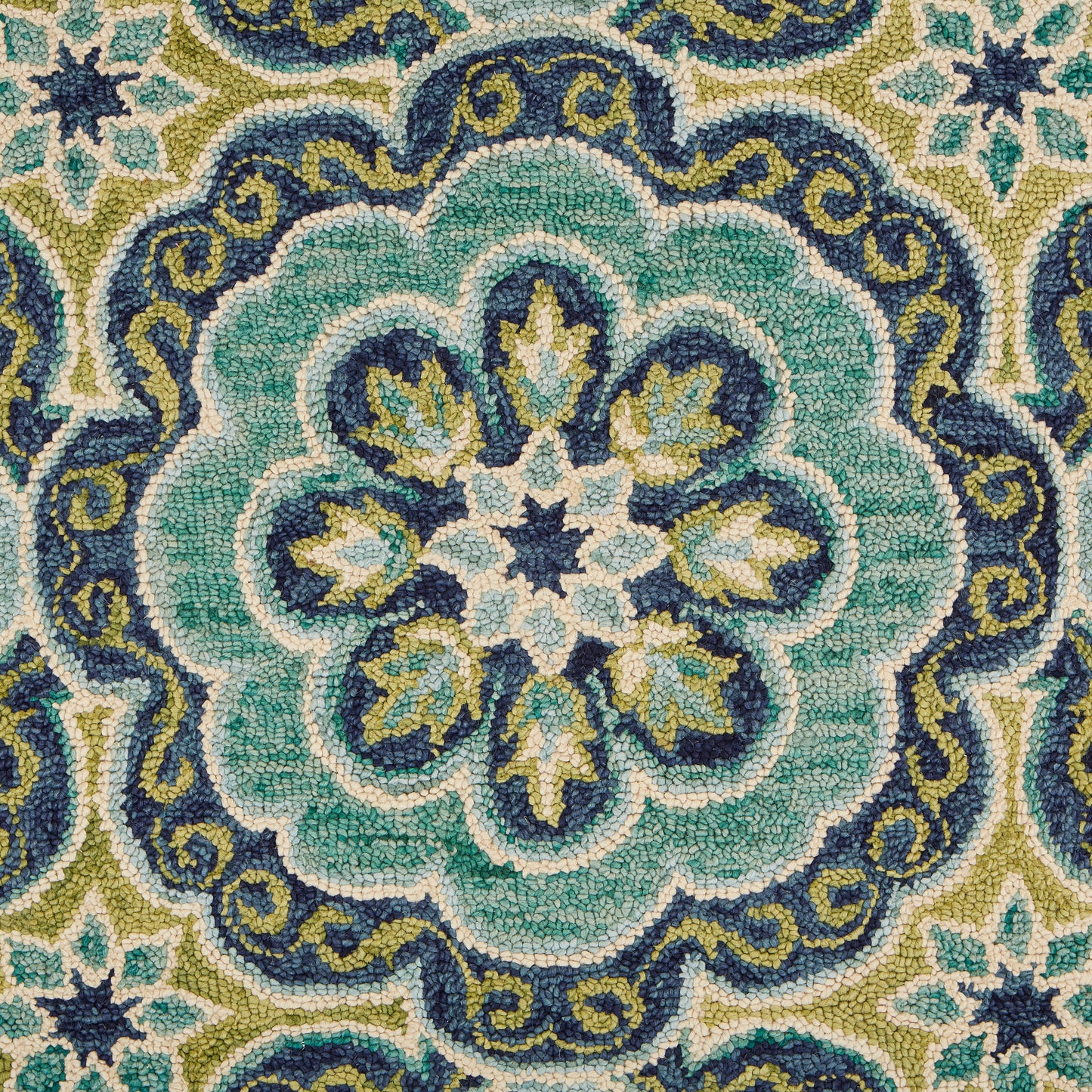 Dazzle-54076 Contemporary Hand-Tufted Green/Ivory Cotton Indoor Area Rug - LR Home