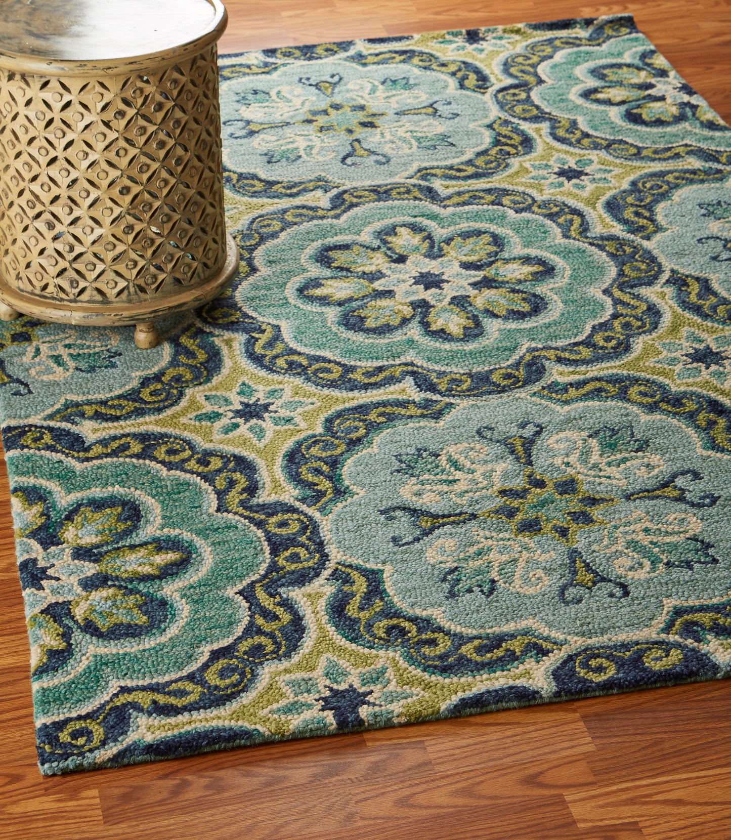 Dazzle-54076 Contemporary Hand-Tufted Green/Ivory Cotton Indoor Area Rug - LR Home