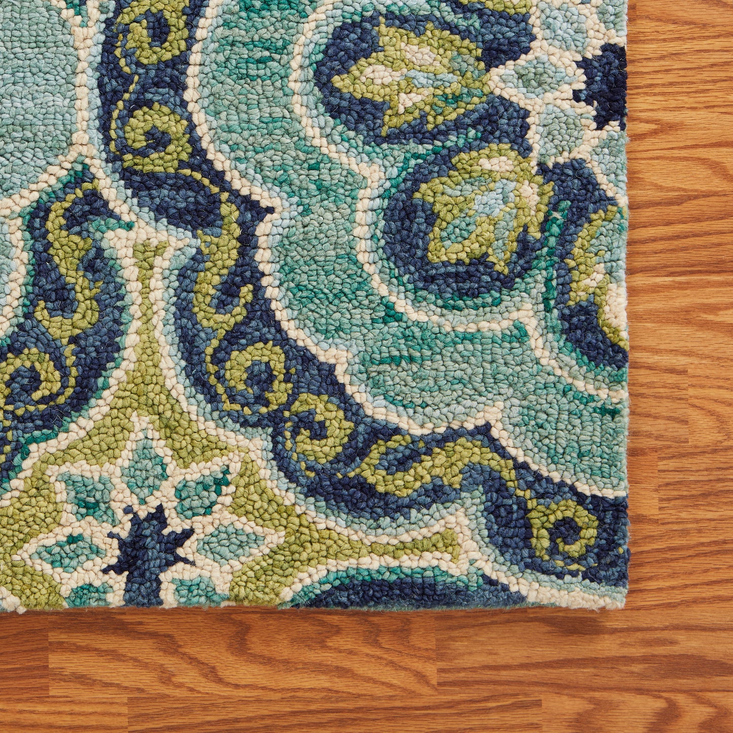 DAZZL-54076 Bohemian/Eclectic Hand-Tufted Green Wool Indoor Area Rugs - LR Home