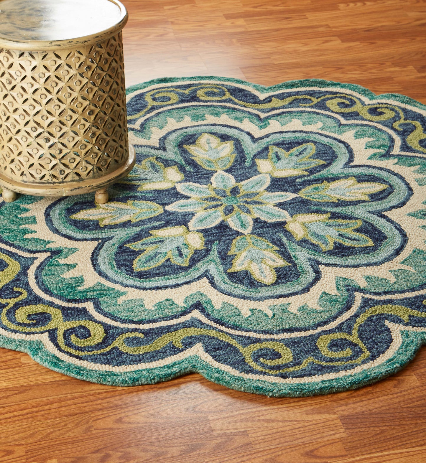 DAZZL-54076 Bohemian/Eclectic Hand-Tufted Green Wool Indoor Area Rugs - LR Home
