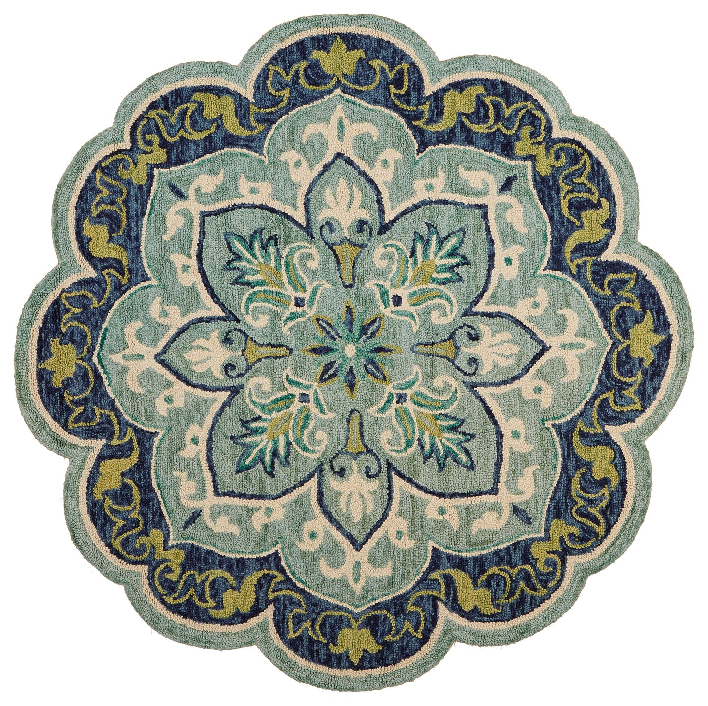 Dazzle-54077 Contemporary Hand-Tufted Teal Cotton Indoor Area Rug - LR Home