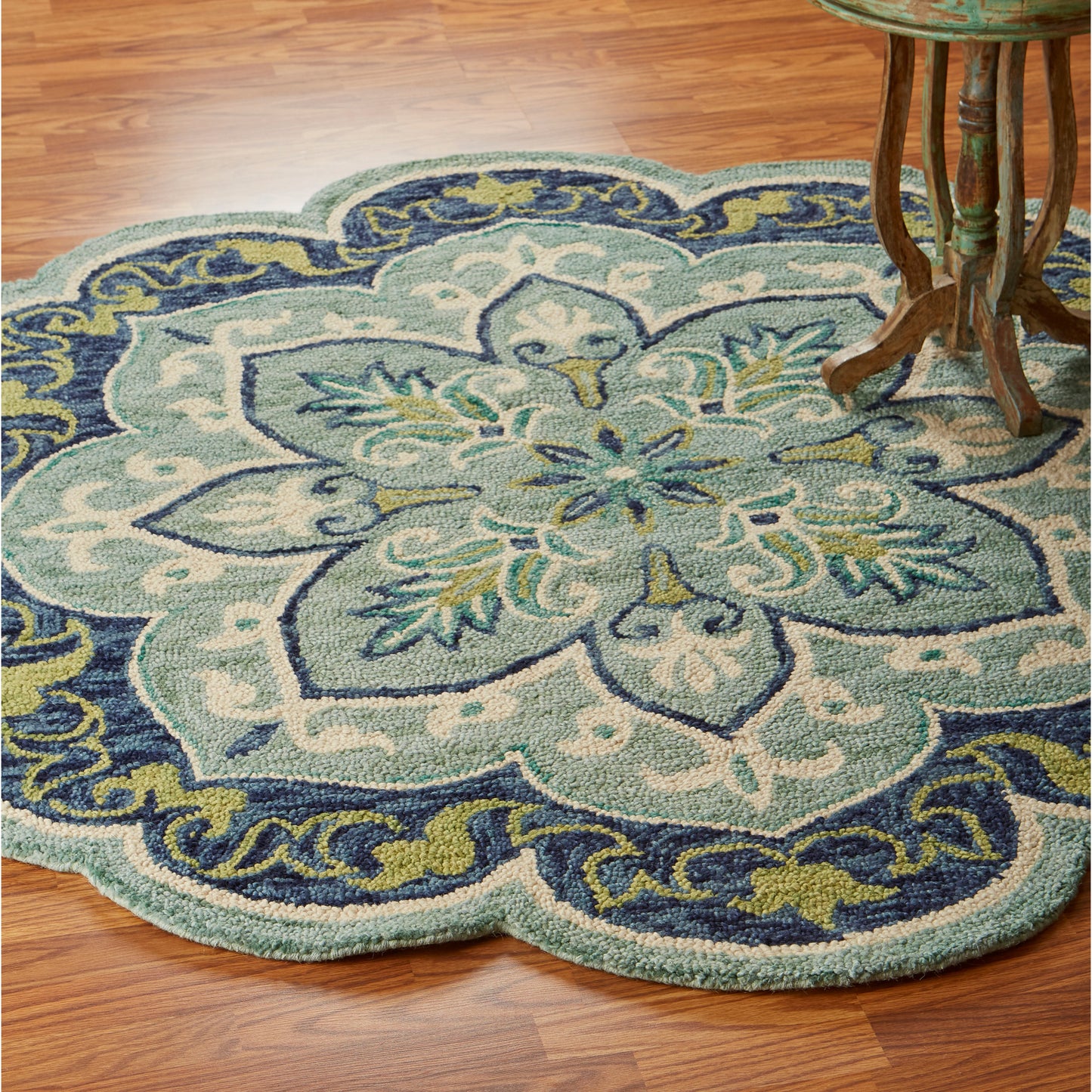 DAZZL-54077 Classic/Traditional Hand-Tufted Teal Wool Indoor Area Rugs - LR Home