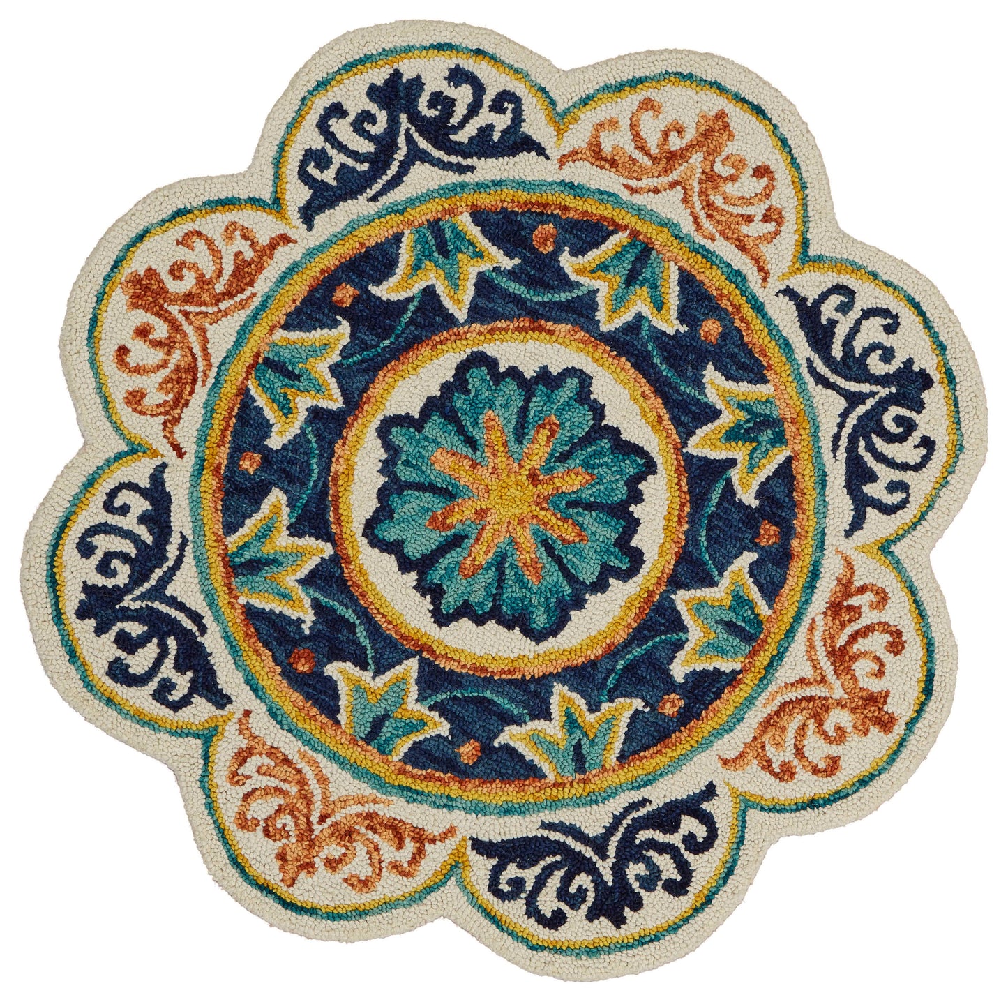 Dazzle-54079 Bohemian/Eclectic Hand-Tufted Ivory/Blue Cotton Indoor Area Rug - LR Home