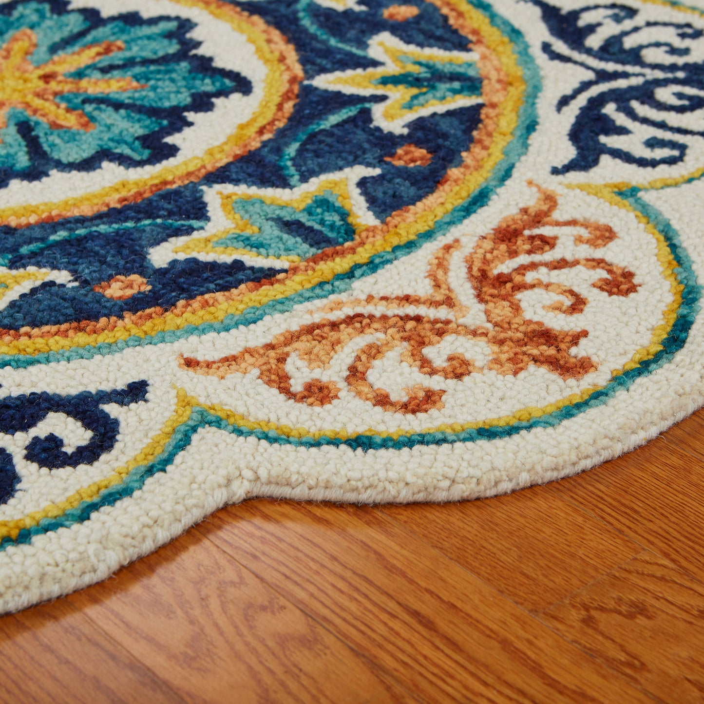 Dazzle-54079 Bohemian/Eclectic Hand-Tufted Ivory/Blue Cotton Indoor Area Rug - LR Home
