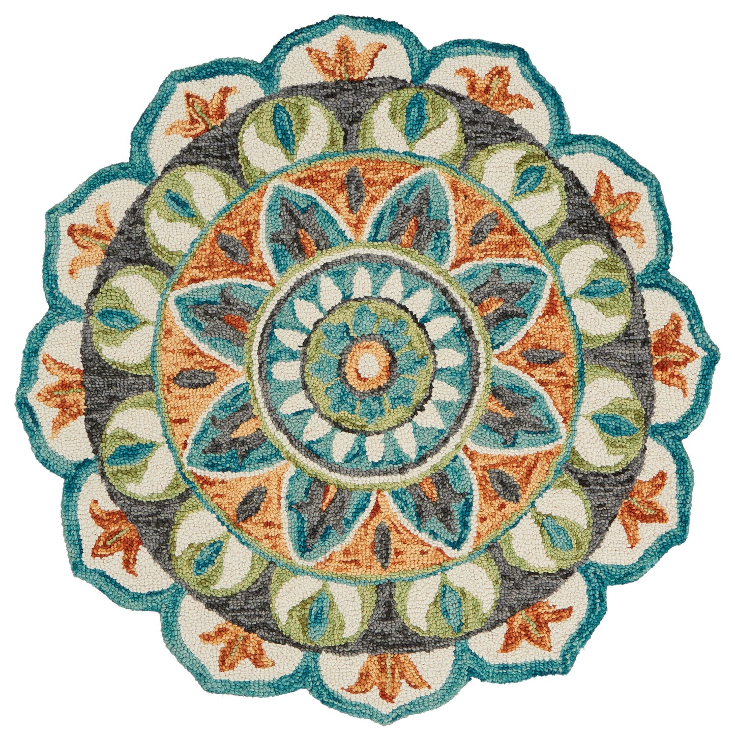 DAZZL-54085 Bohemian/Eclectic Hand-Tufted Rust /Teal Wool Indoor Area Rugs - LR Home