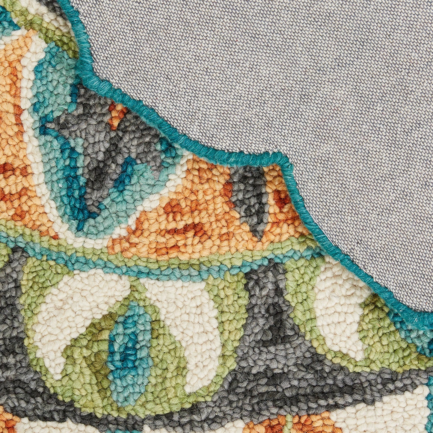 DAZZL-54085 Bohemian/Eclectic Hand-Tufted Rust /Teal Wool Indoor Area Rugs - LR Home