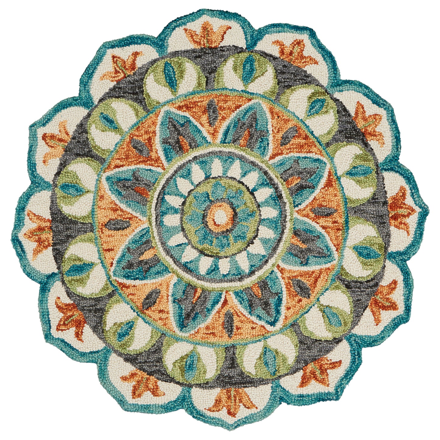 DAZZL-54085 Bohemian/Eclectic Hand-Tufted Rust /Teal Wool Indoor Area Rugs - LR Home